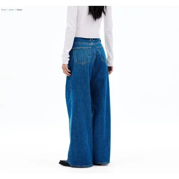 SLVRLAKE Women's Taylor High Rise Wide Leg Jean Sweet Memory Wash size 27 PETITE
